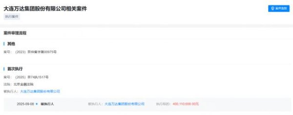 宝贷配资 万达集团被执行4亿