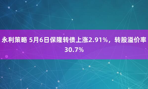 永利策略 5月6日保隆转债上涨2.91%，转股溢价率30.7%